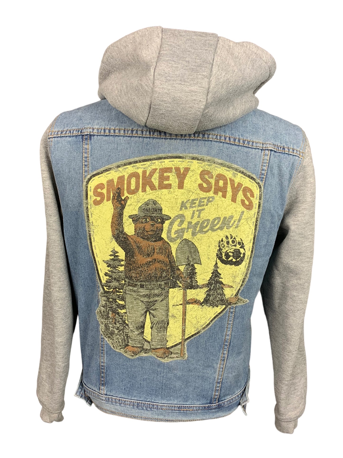 Smokey Says Keep It Green Jean Jacket Custom Rework M