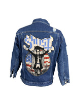 Ghost Distressed Jean Jacket Custom Rework Size Large