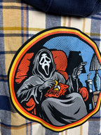 Ghosface Hooded Flannel Shirt Custom Rework M