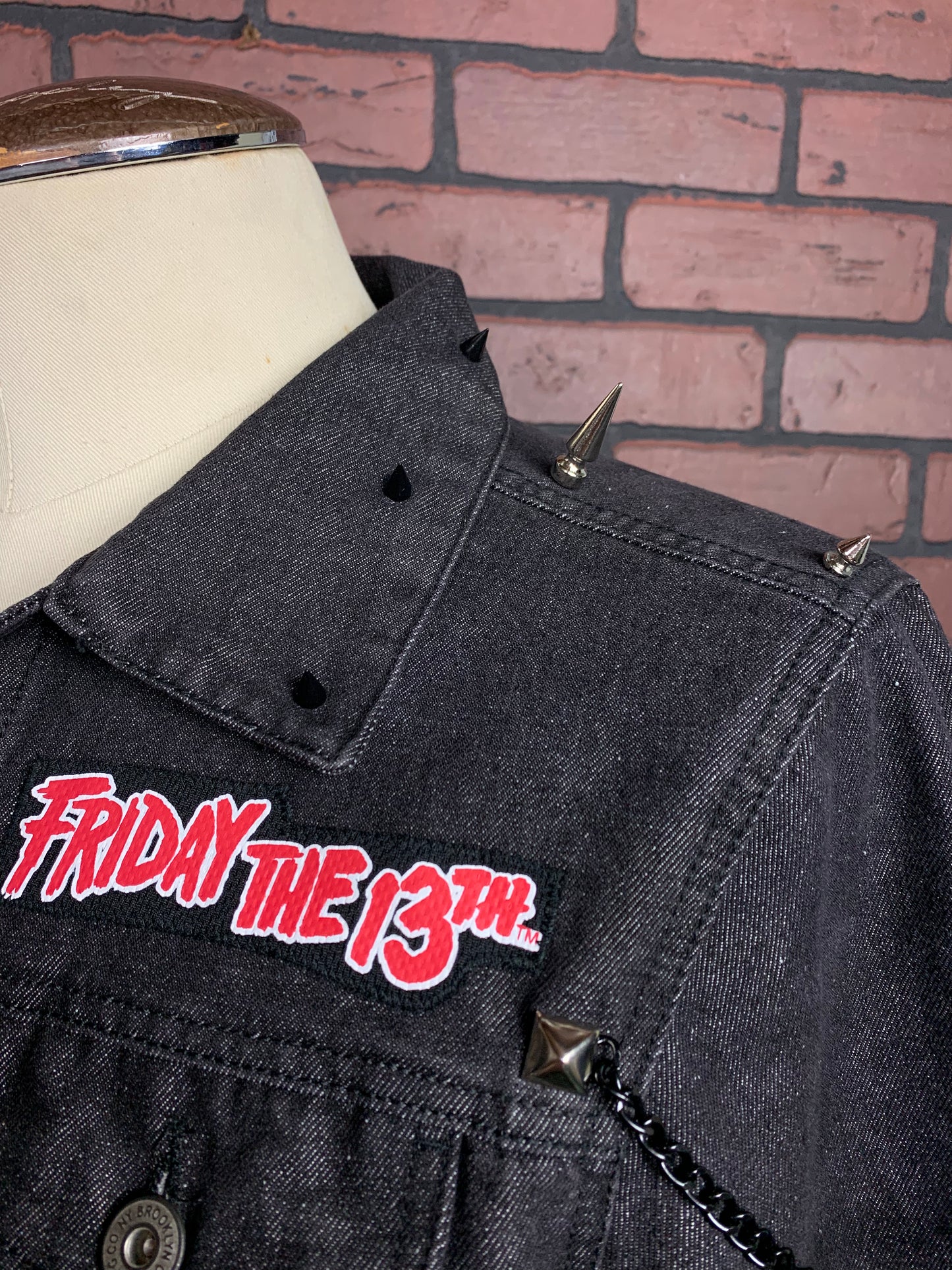 Friday the 13th Denim Jacket Custom Rework Spike Edition S