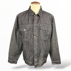 Front view of XL black denim jacket