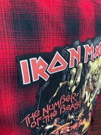 Iron Maiden "Number of the Beast" Flannel Shirt Custom Rework Large