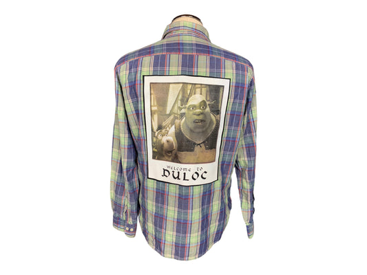 Welcome to Duloc Flannel Shirt Custom Shrek Rework L