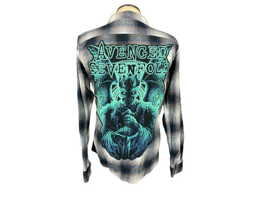 Avenged Sevenfold Flannel Shirt Custom Rework L