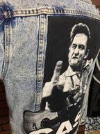 Johnny Cash Denim Jean Jacket Custom Rework M