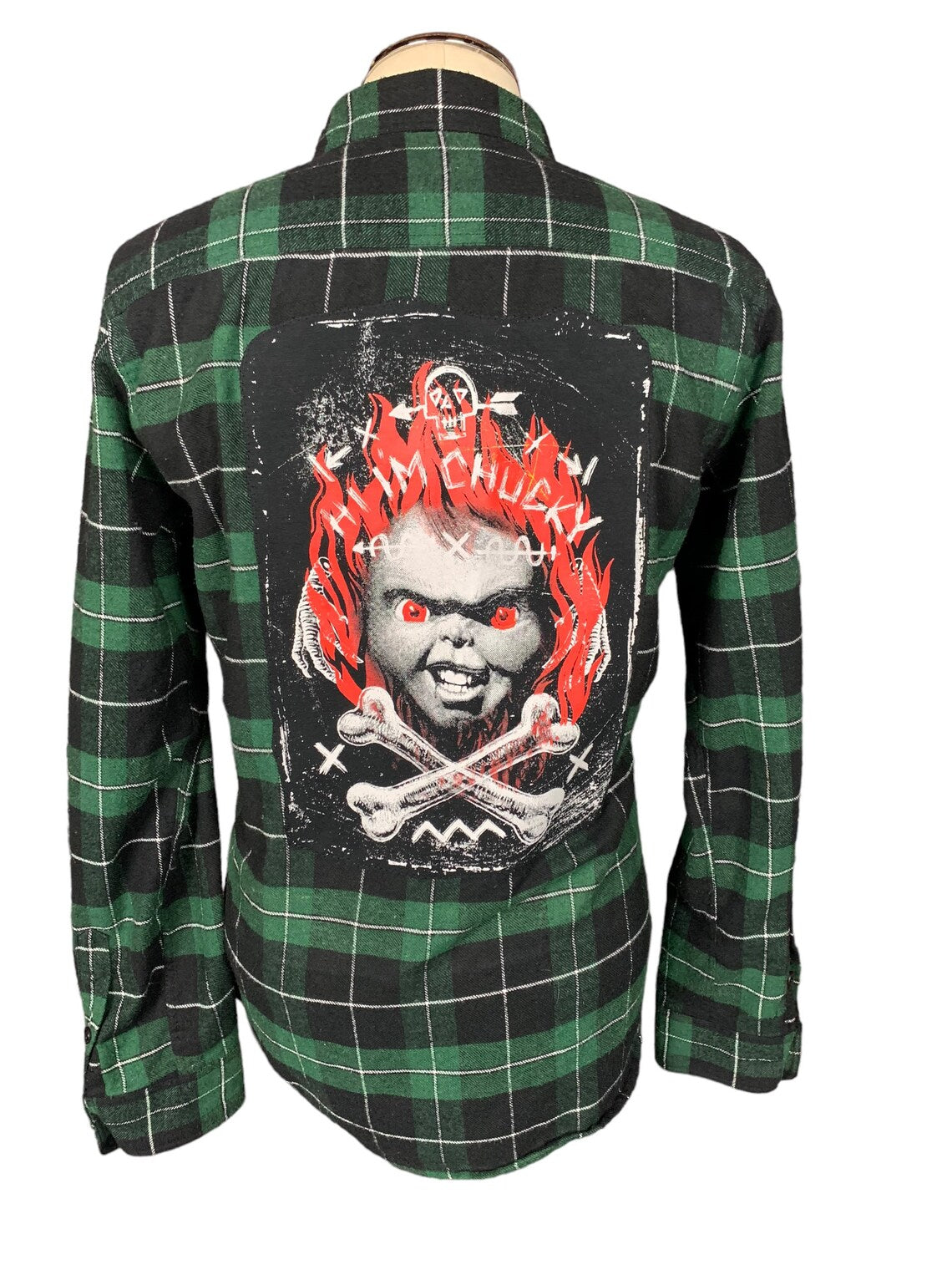 Chucky Flannel Shirt Custom Rework L