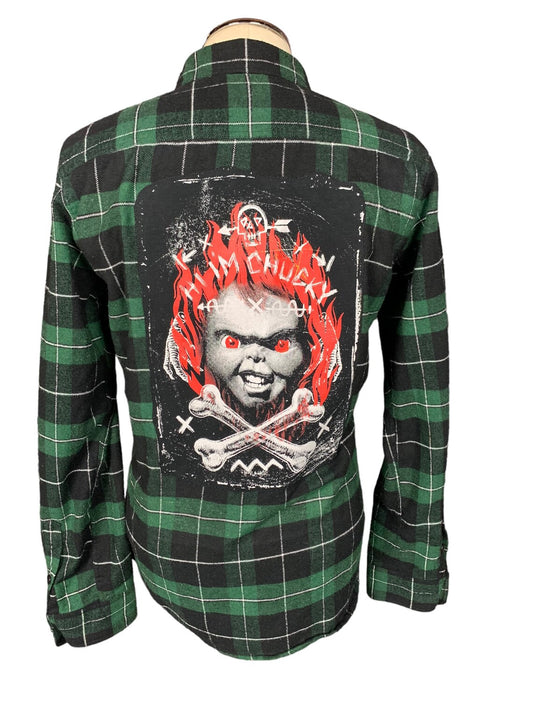 Chucky Flannel Shirt Custom Rework L