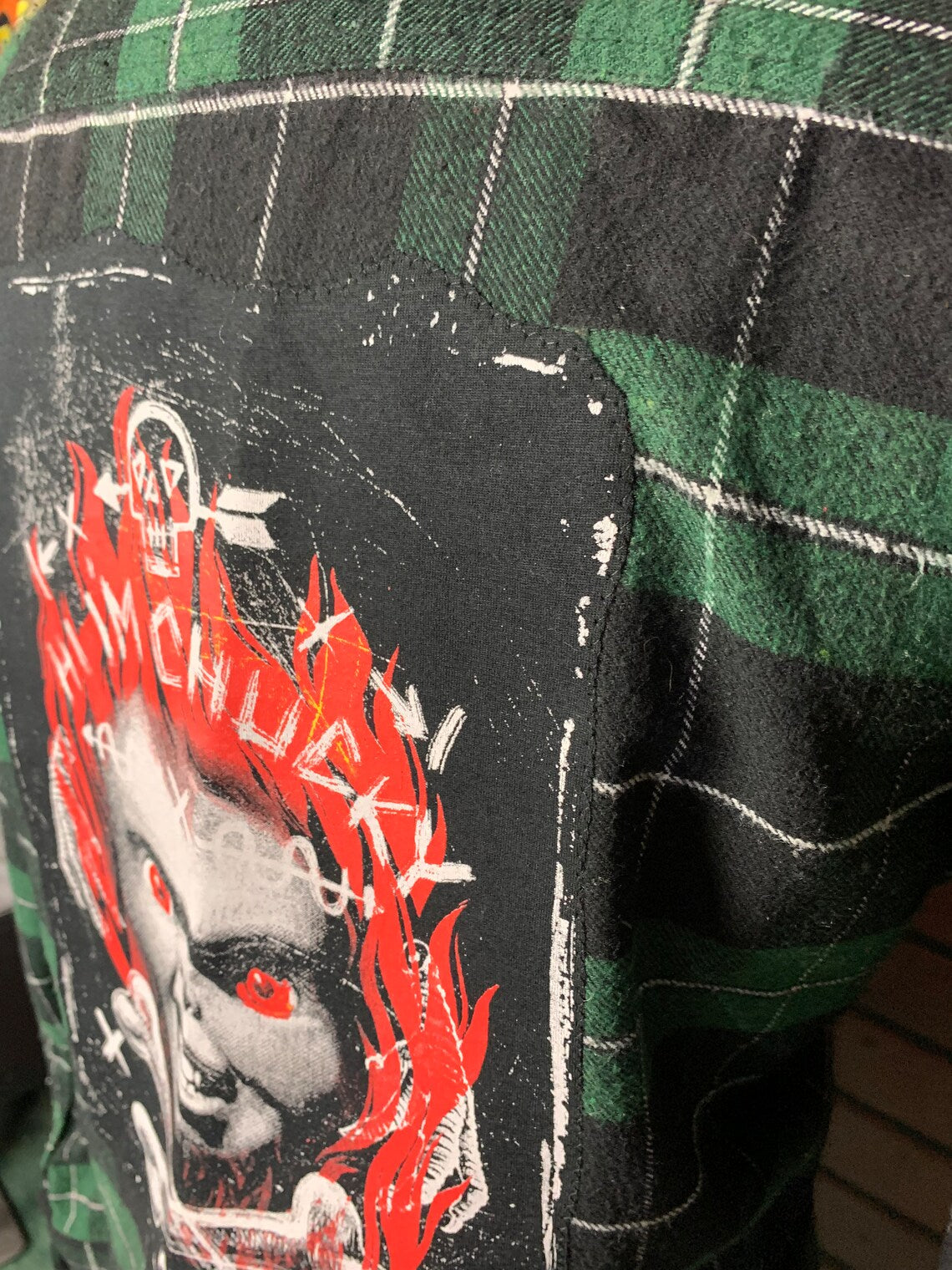 Chucky Flannel Shirt Custom Rework L