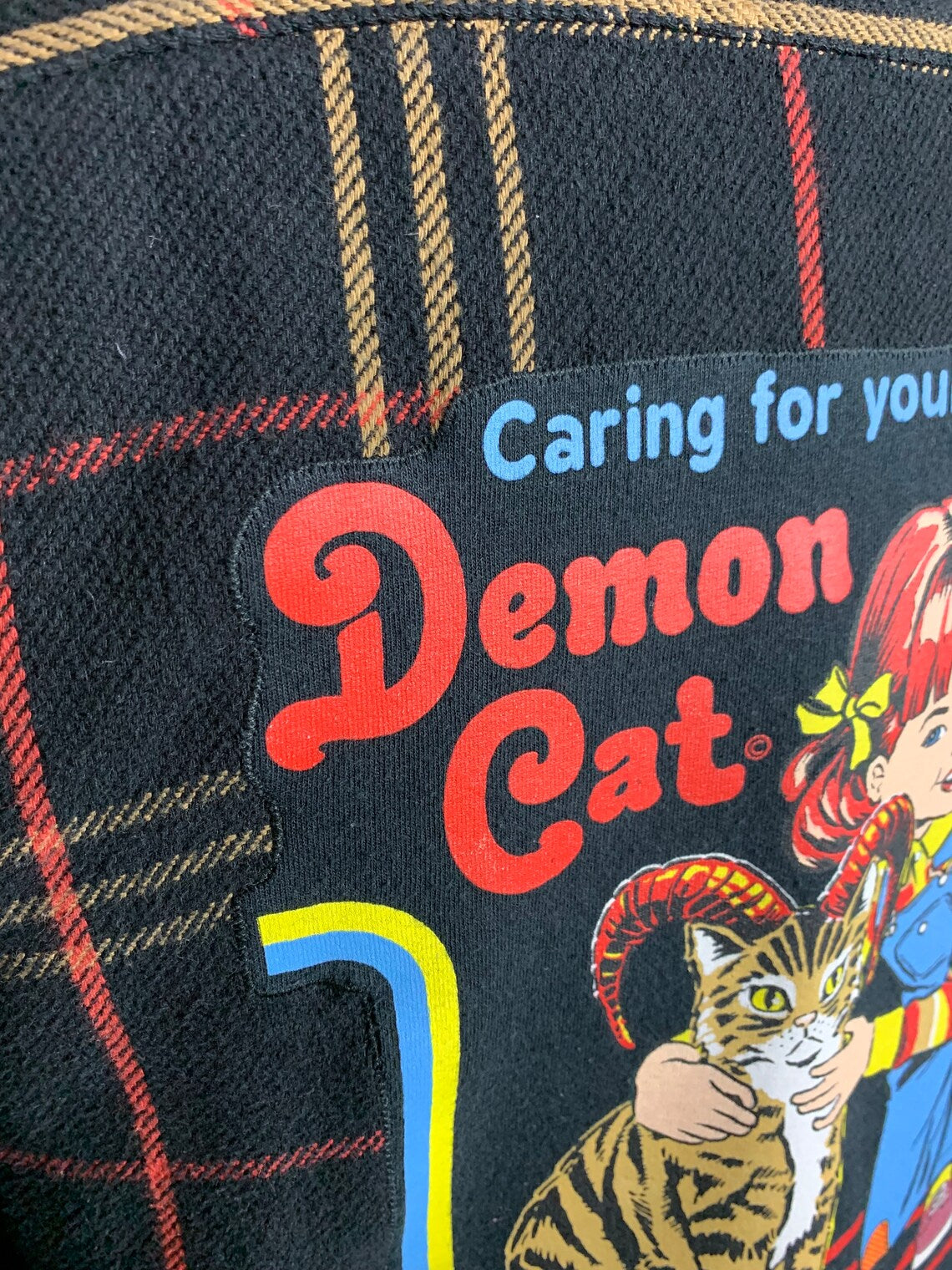 Caring for your Demon Cat Flannel Shirt Custom Rework M