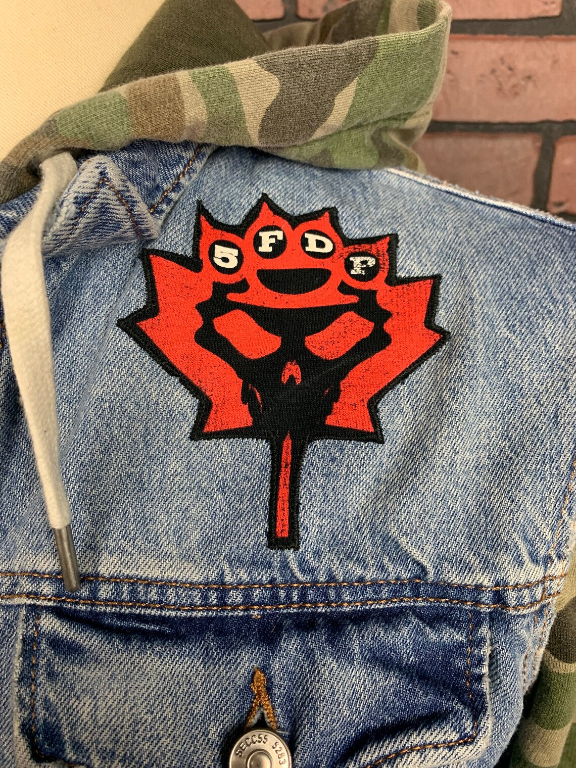 Five Finger Death Punch Camo Jean Jacket Custom Rework L
