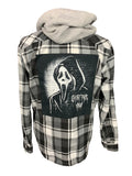 Ghostface Hooded Flannel Shirt Custom Rework M