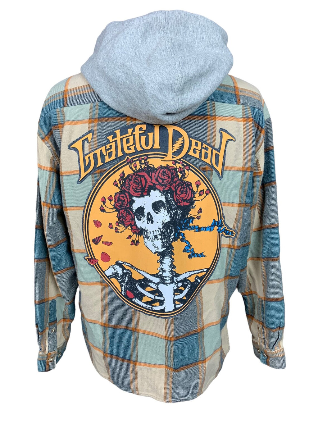 Grateful Dead Hooded Flannel Shirt Custom Work M