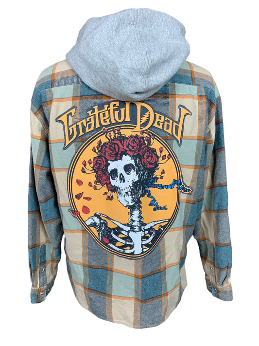 Grateful Dead Hooded Flannel Shirt Custom Work M
