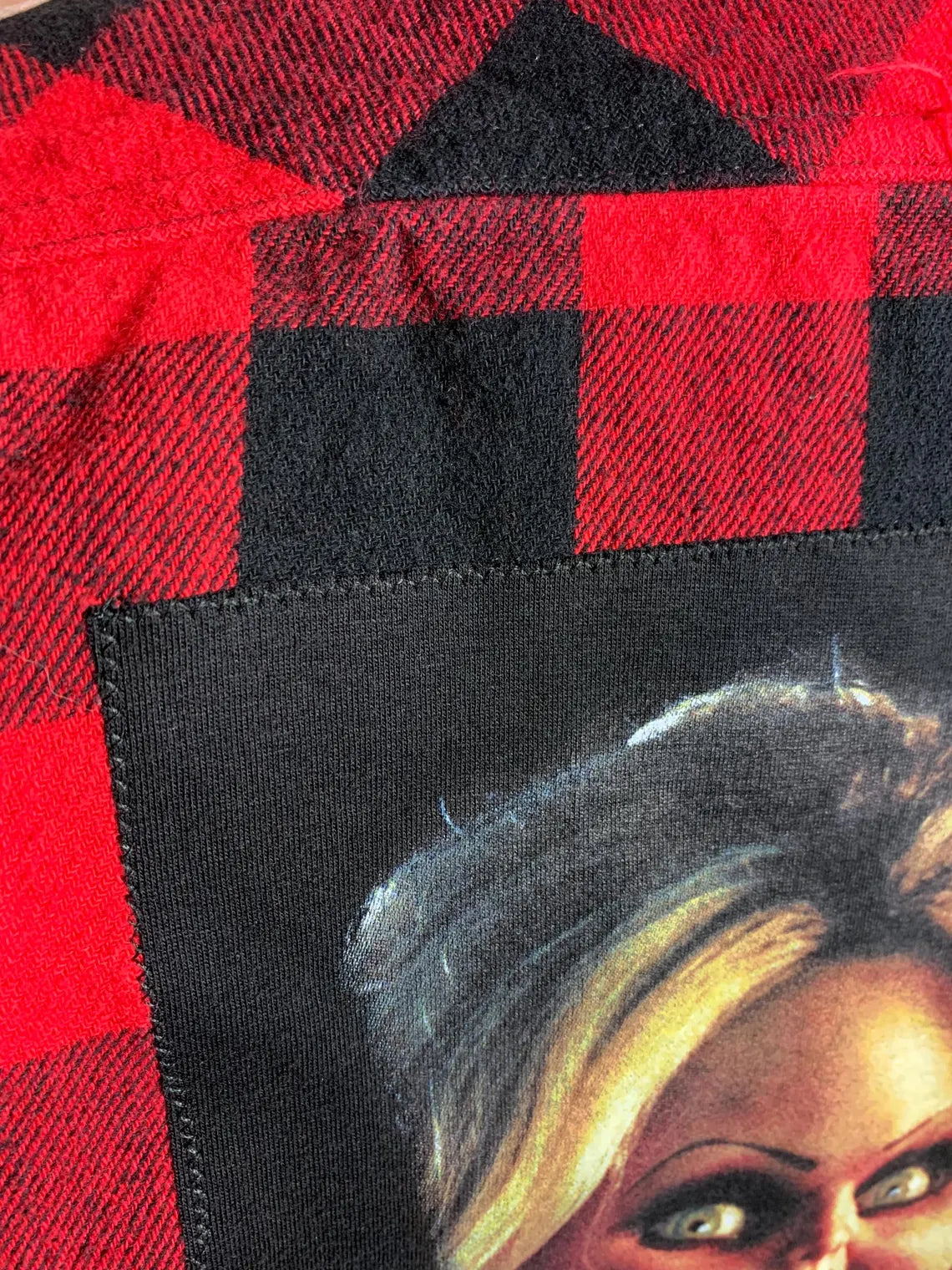 Bride of Chucky Hooded Flannel Shirt Custom Rework Large