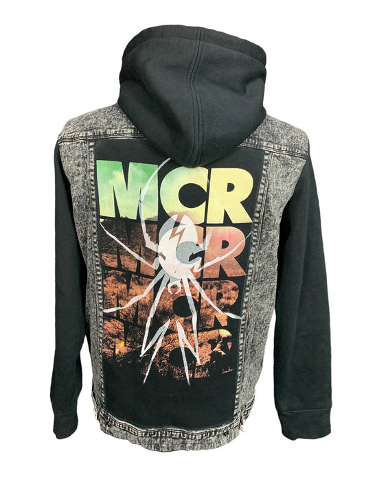 My Chemical Romance Hooded Jean Jacket Custom Rework M