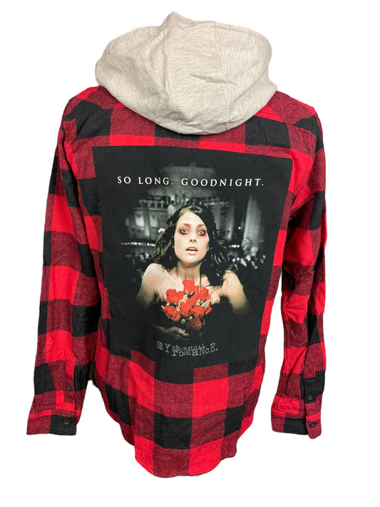 My Chemical Romance Hooded Flannel Shirt Custom Rework M