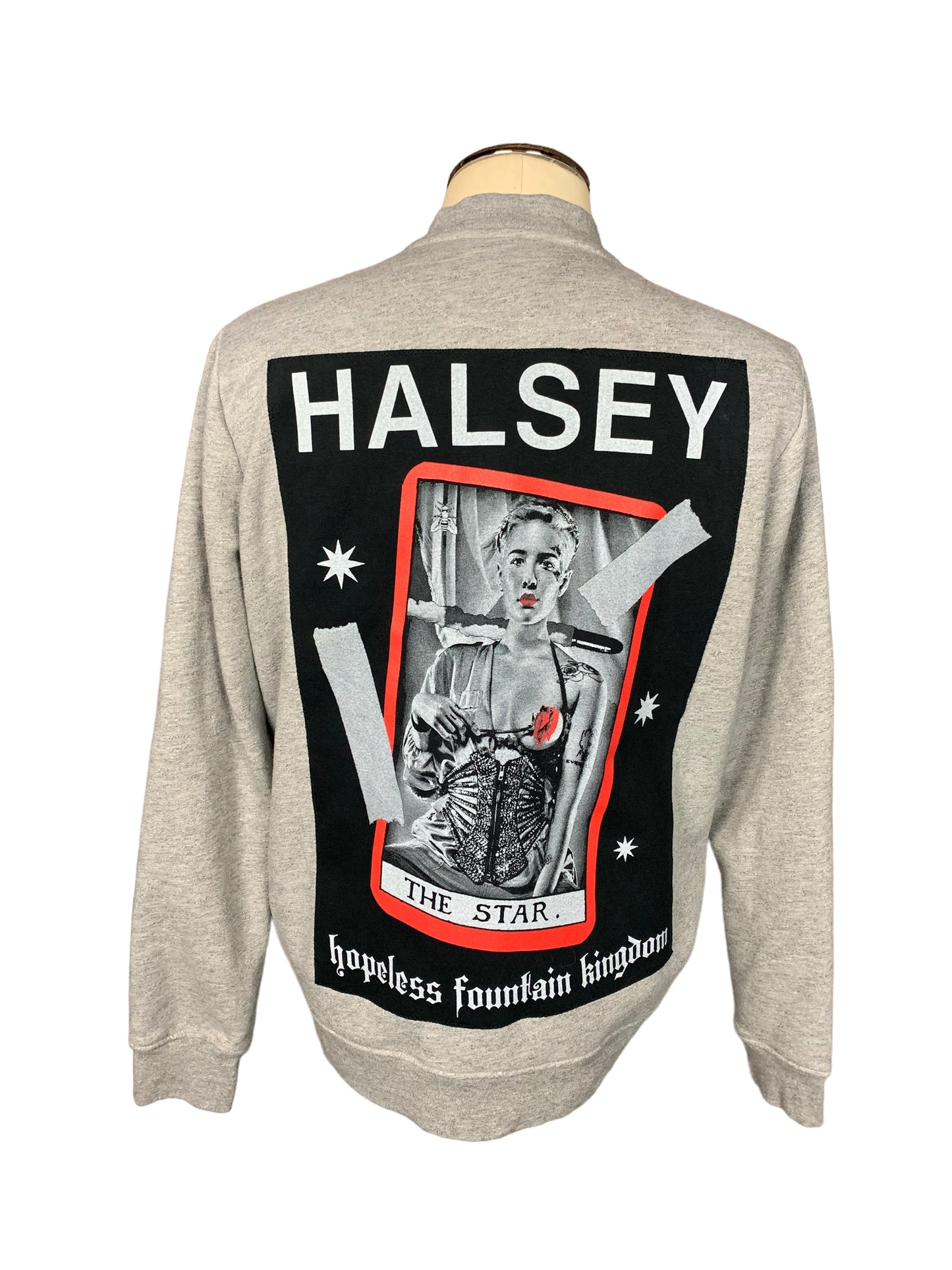 Halsey Button Up Sweatshirt Custom Rework L