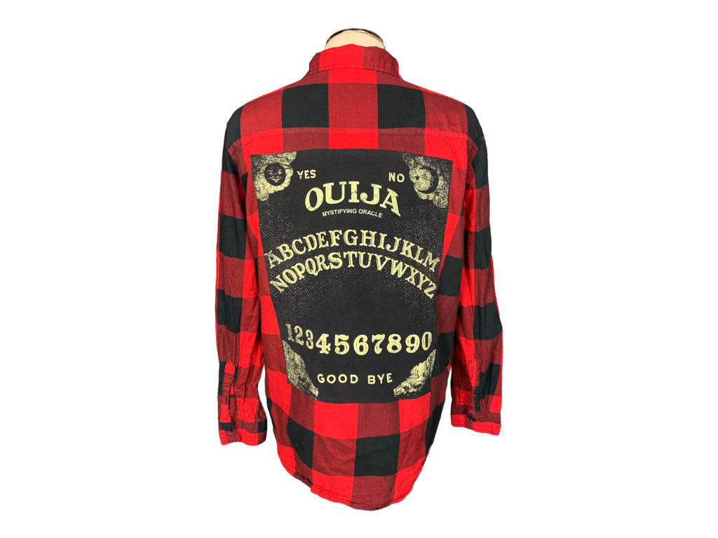 Ouija Board Plaid Shirt Custom Rework L
