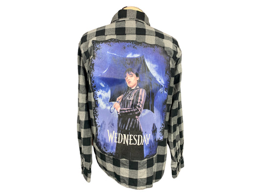 Wednesday Addams Flannel Shirt Custom Rework 2XL
