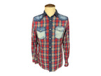 AC DC Plaid Denim Shirt Custom Rework L