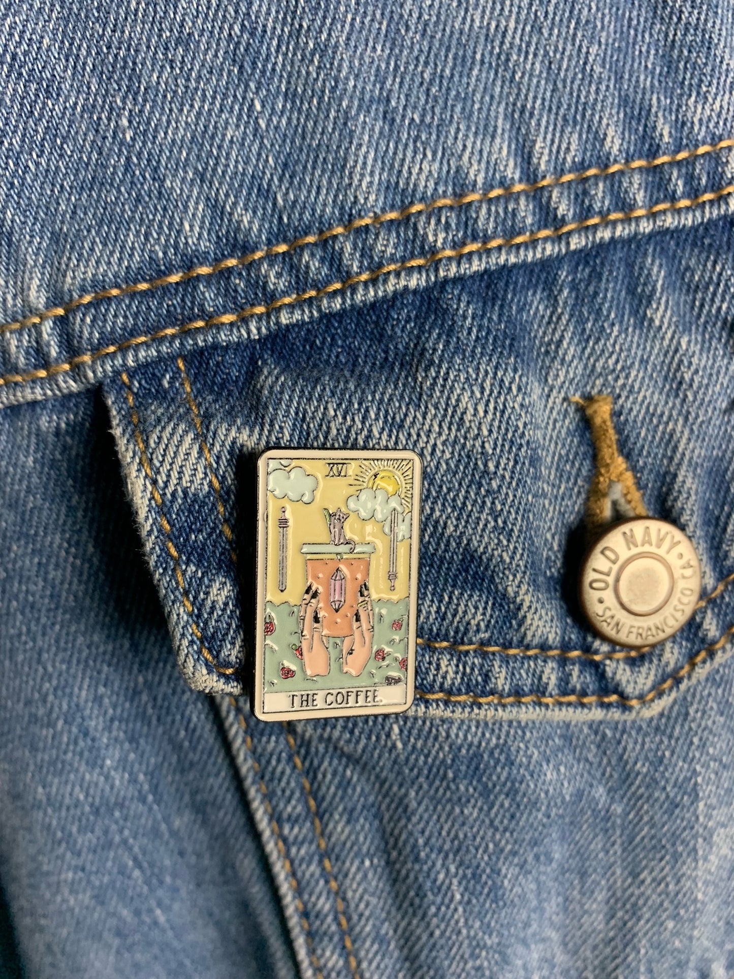 the Coffee Tarot Enamel Pin