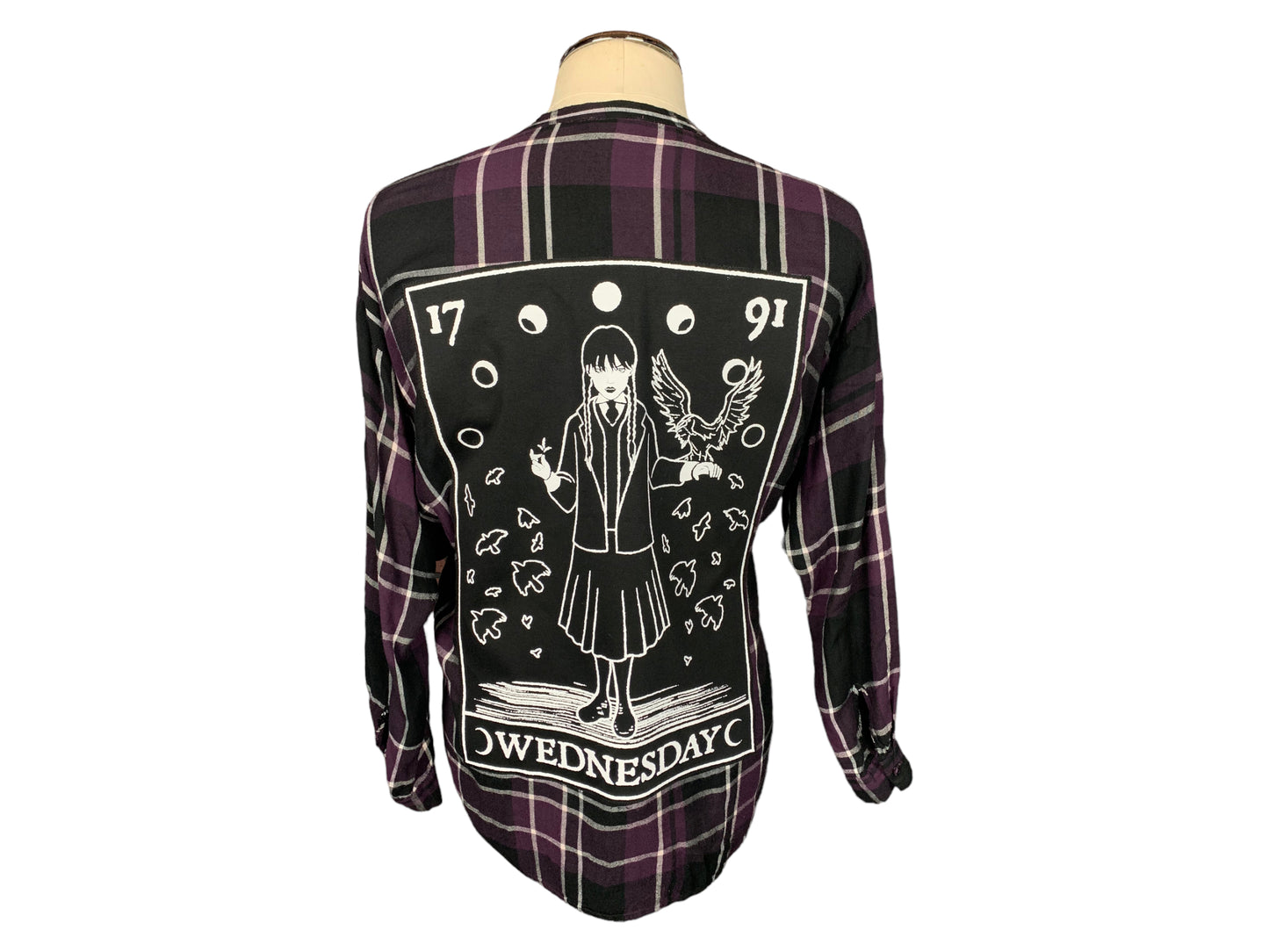 Wednesday Addams Plaid  Shirt Custom Rework Ladies 1xl