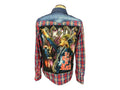 AC DC Plaid Denim Shirt Custom Rework L