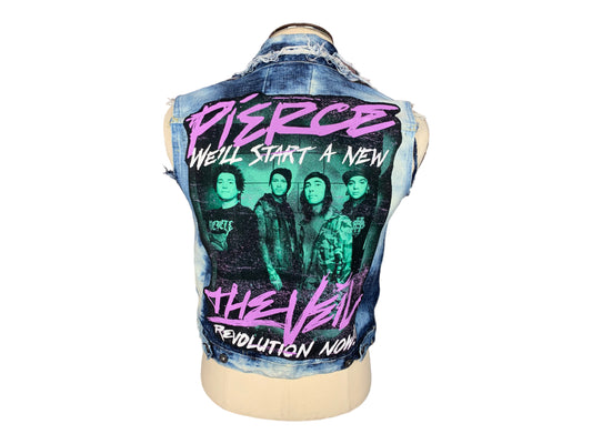 Pierce The Veil Denim Vest Custom Rework M