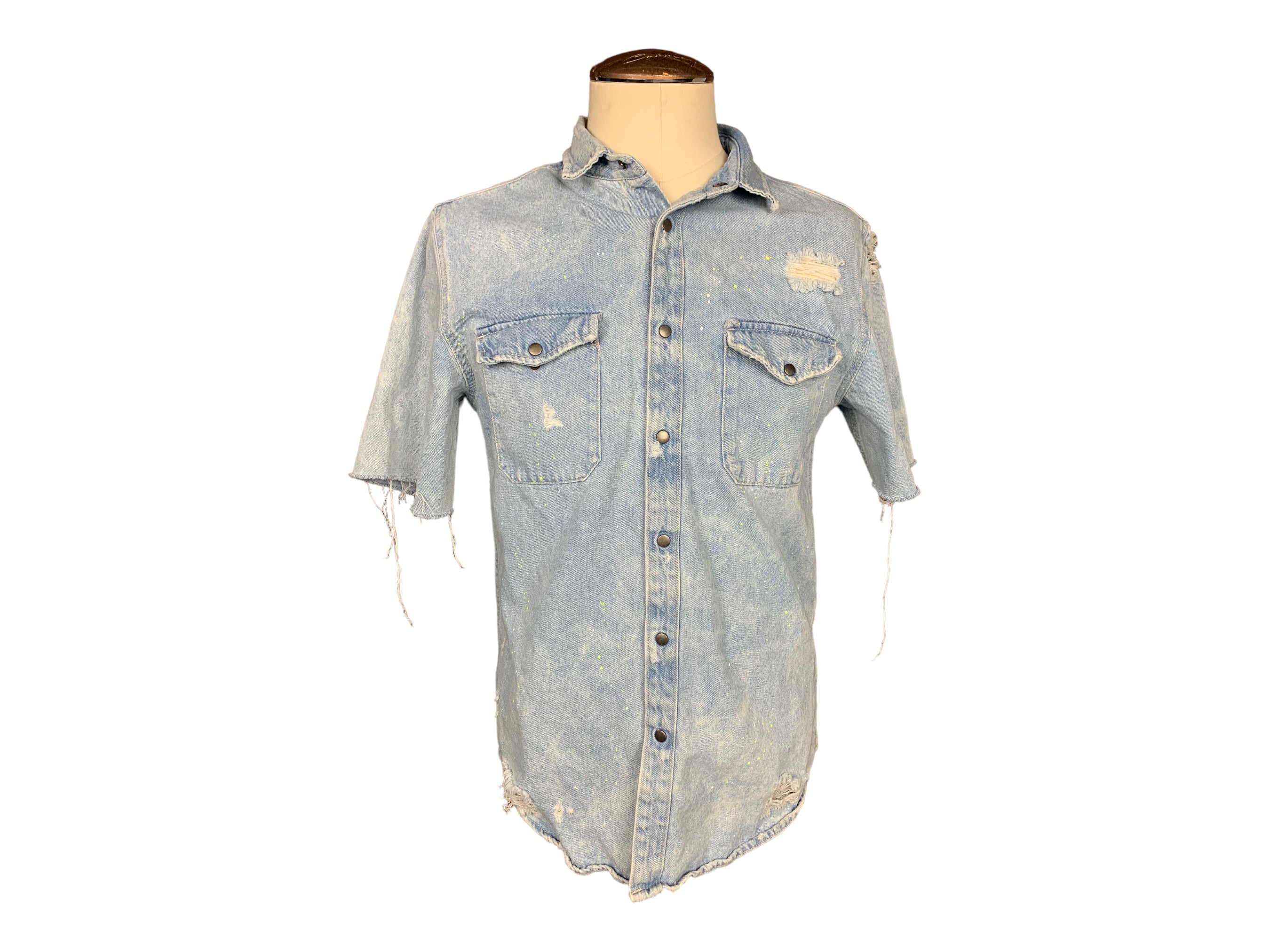 Weezer Denim Shirt Custom Rework L