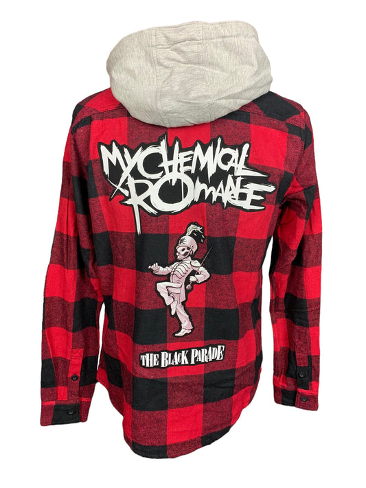 My Chemical Romance Hooded Flannel Shirt Custom Rework M