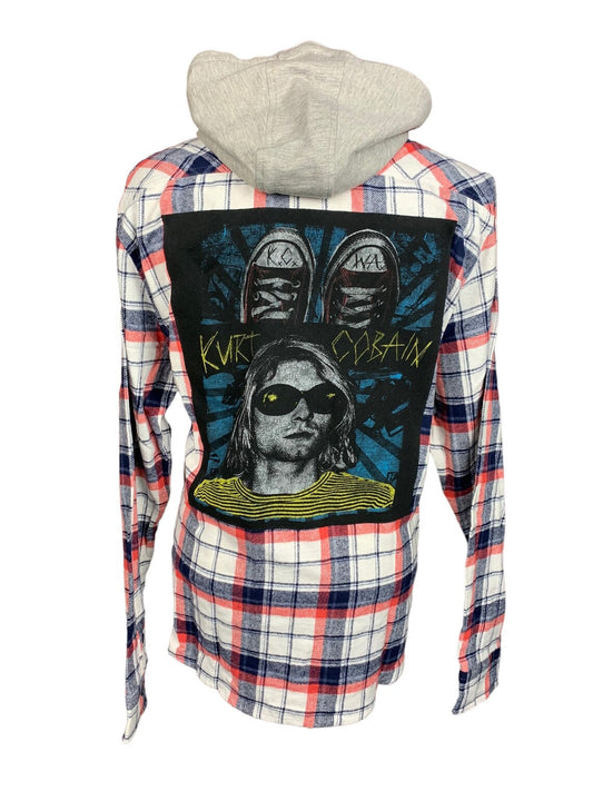 Nirvana Kurt Cobain Flannel Shirt Custom Rework XL