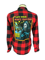 Ghostface Lets Watch Scary Movies Flannel Shirt Custom Rework L
