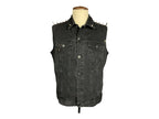 Midnight Denim Vest Custom Rework Stud Spike Chains L