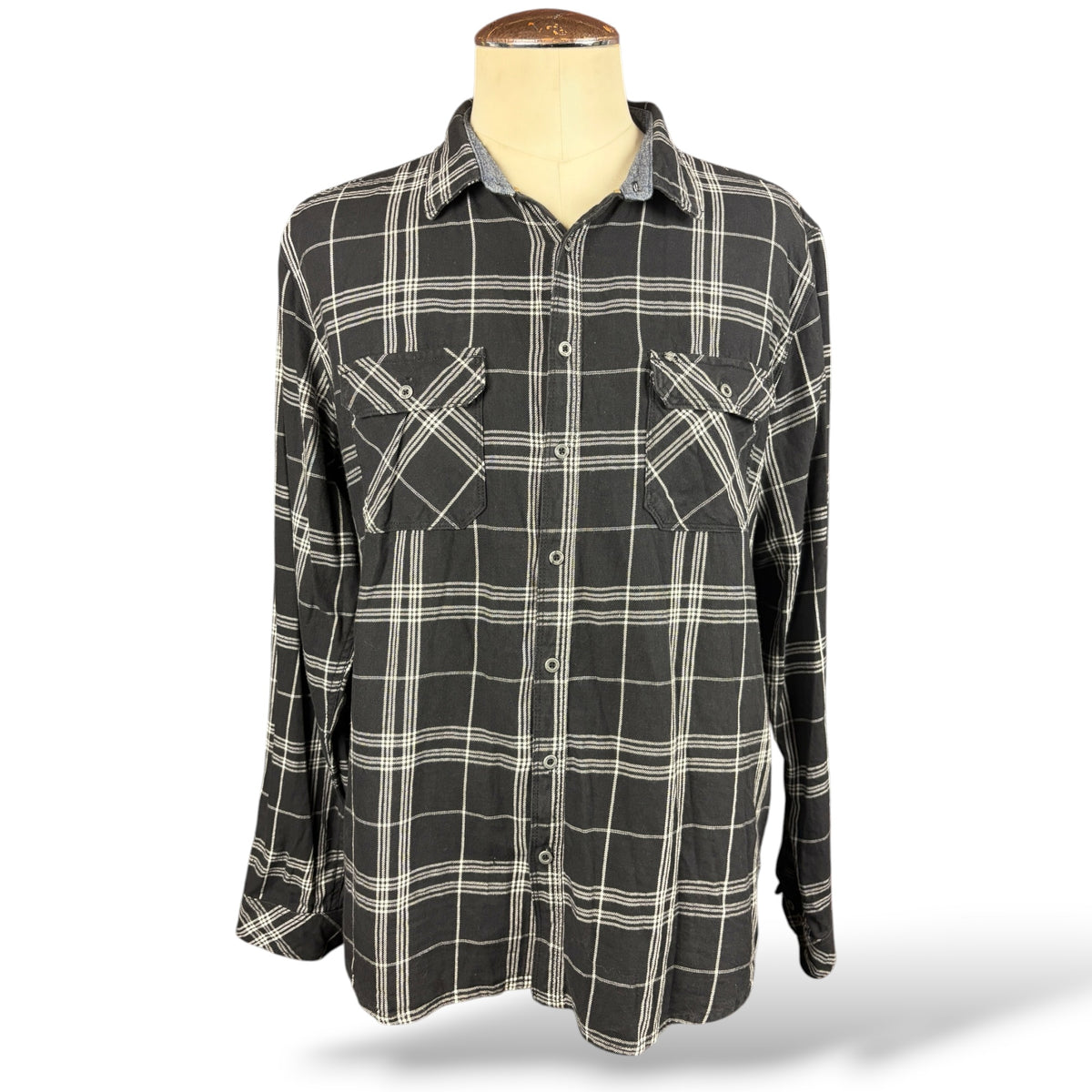Nightmare Before Christmas reworked black plaid flannel, front view