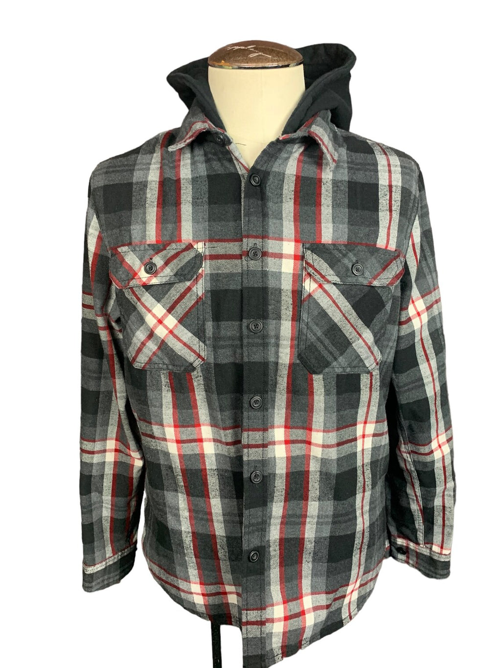 Shinedown Hooded Flannel Shirt Custom Rework M