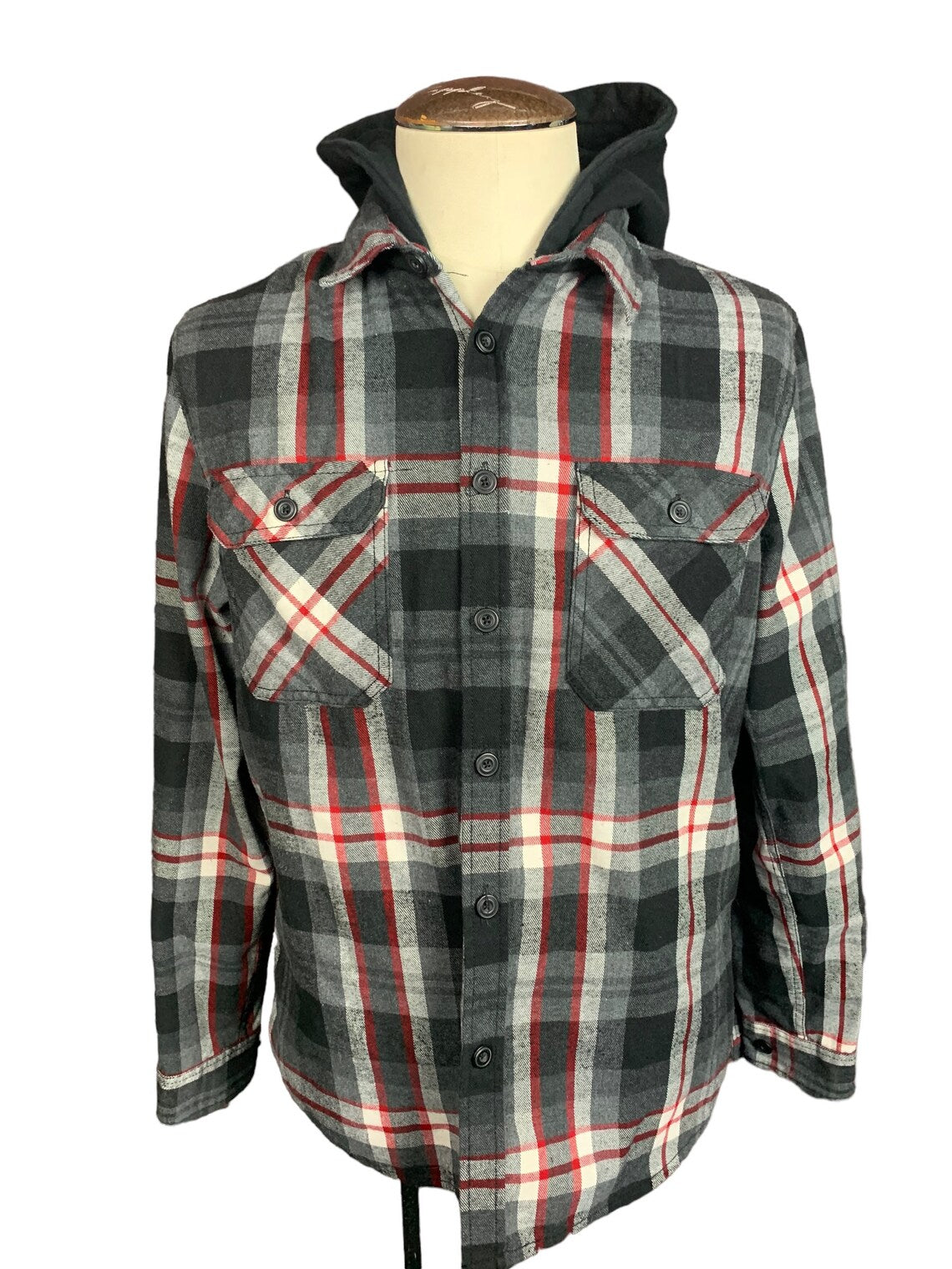 Shinedown Hooded Flannel Shirt Custom Rework M