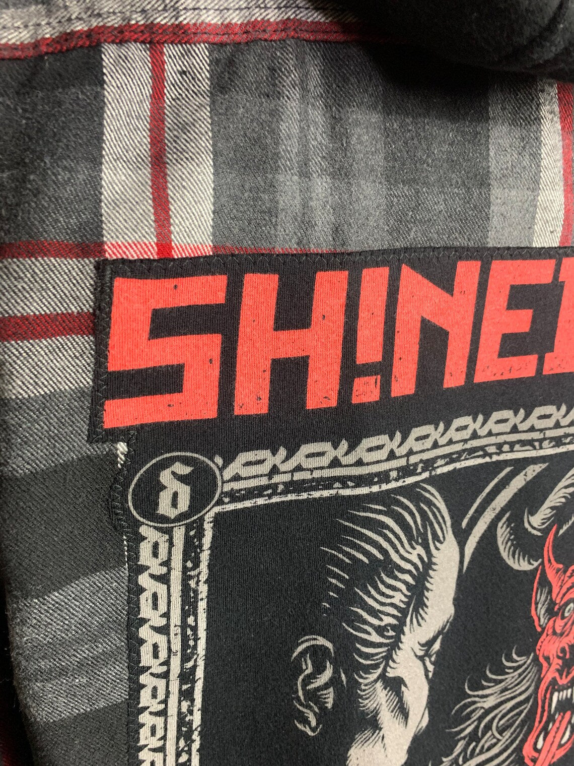 Shinedown Hooded Flannel Shirt Custom Rework M