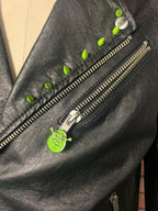 Shrek X Misfits Faux Leather Punk Biker Jacket Custom Rework M
