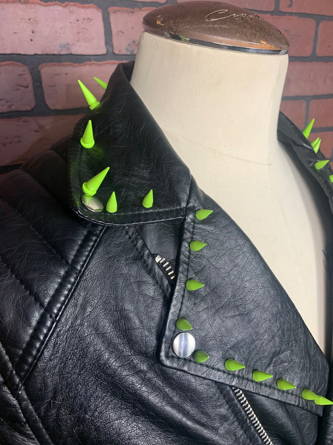 Shrek X Misfits Faux Leather Punk Biker Jacket Custom Rework M