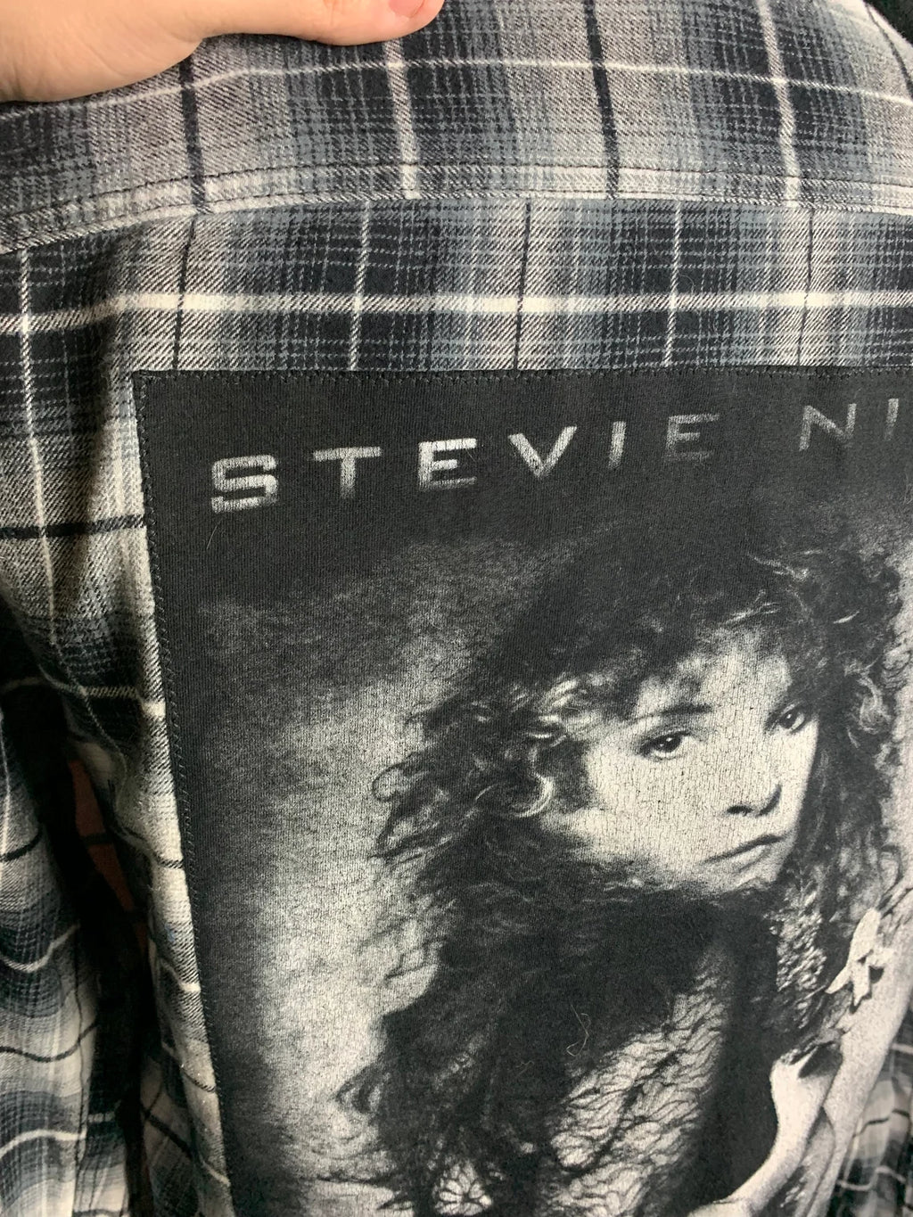 Stevie Nicks Hooded Flannel Shirt Custom Rework XL