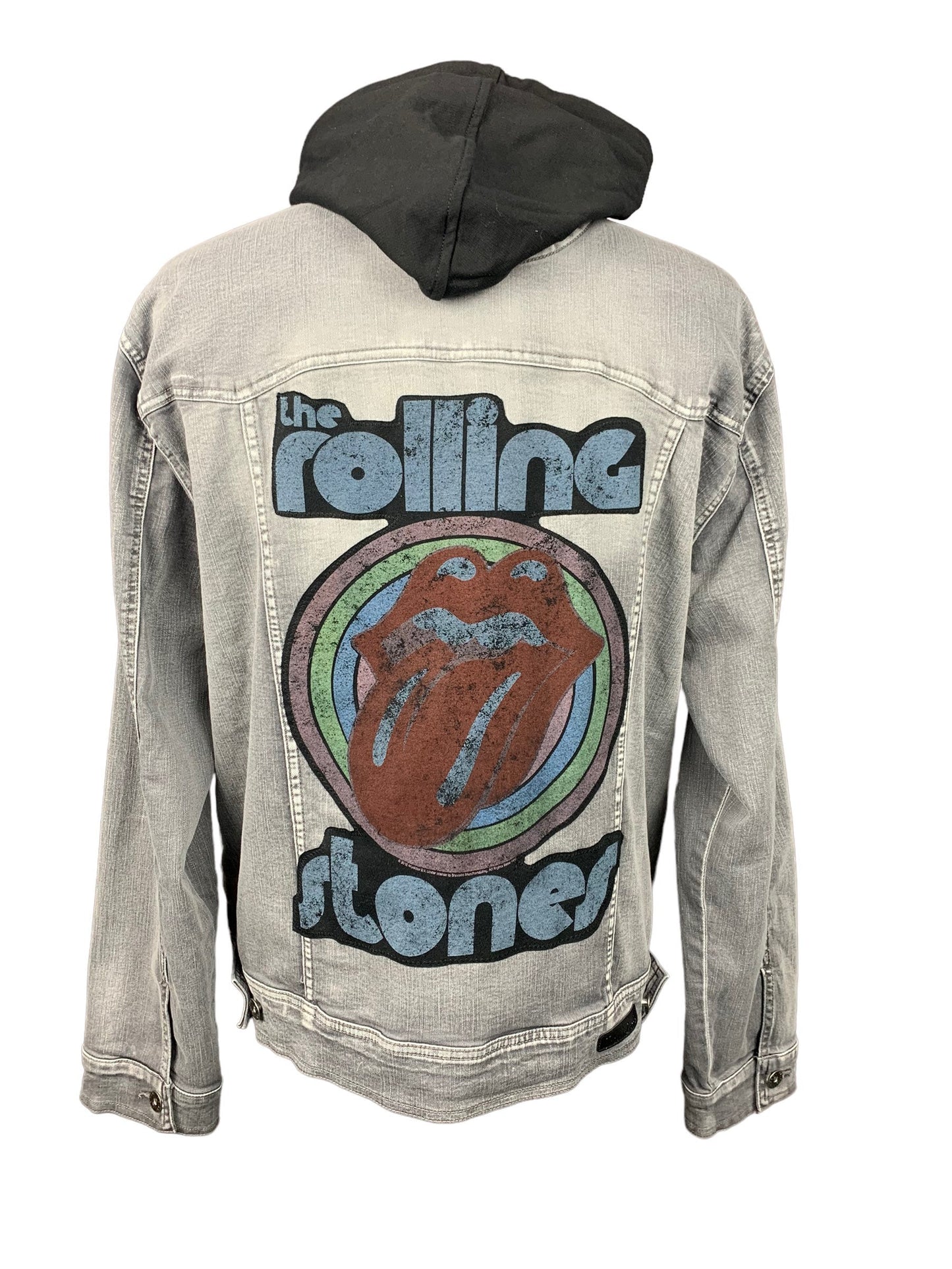 the Rolling Stones Hooded Jean Jacket Custom Rework XXL