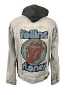 The Rolling Stones Hooded Reworked Denim Jacket — XXL