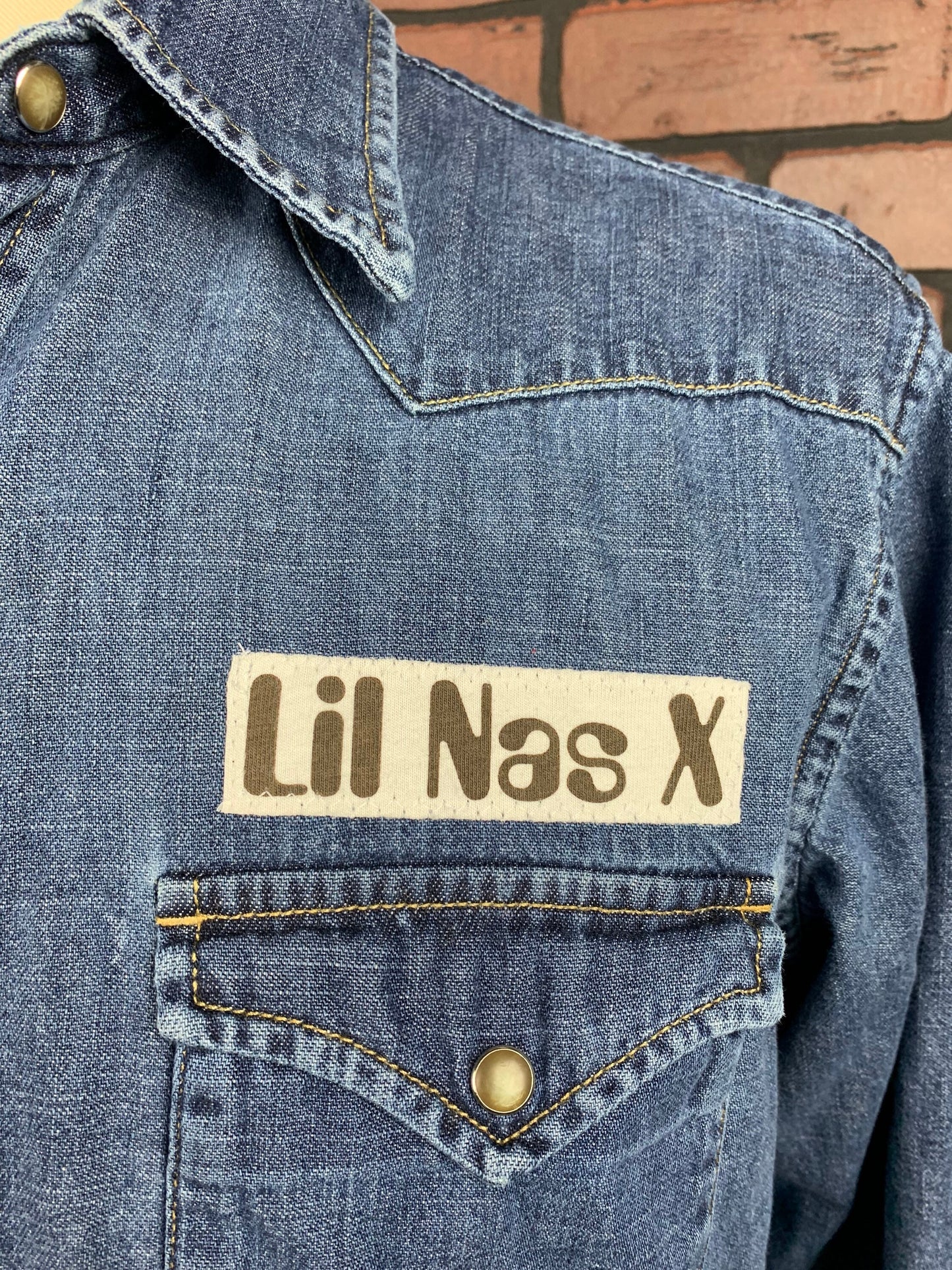 Lil Nas X Denim Shirt Custom Rework L