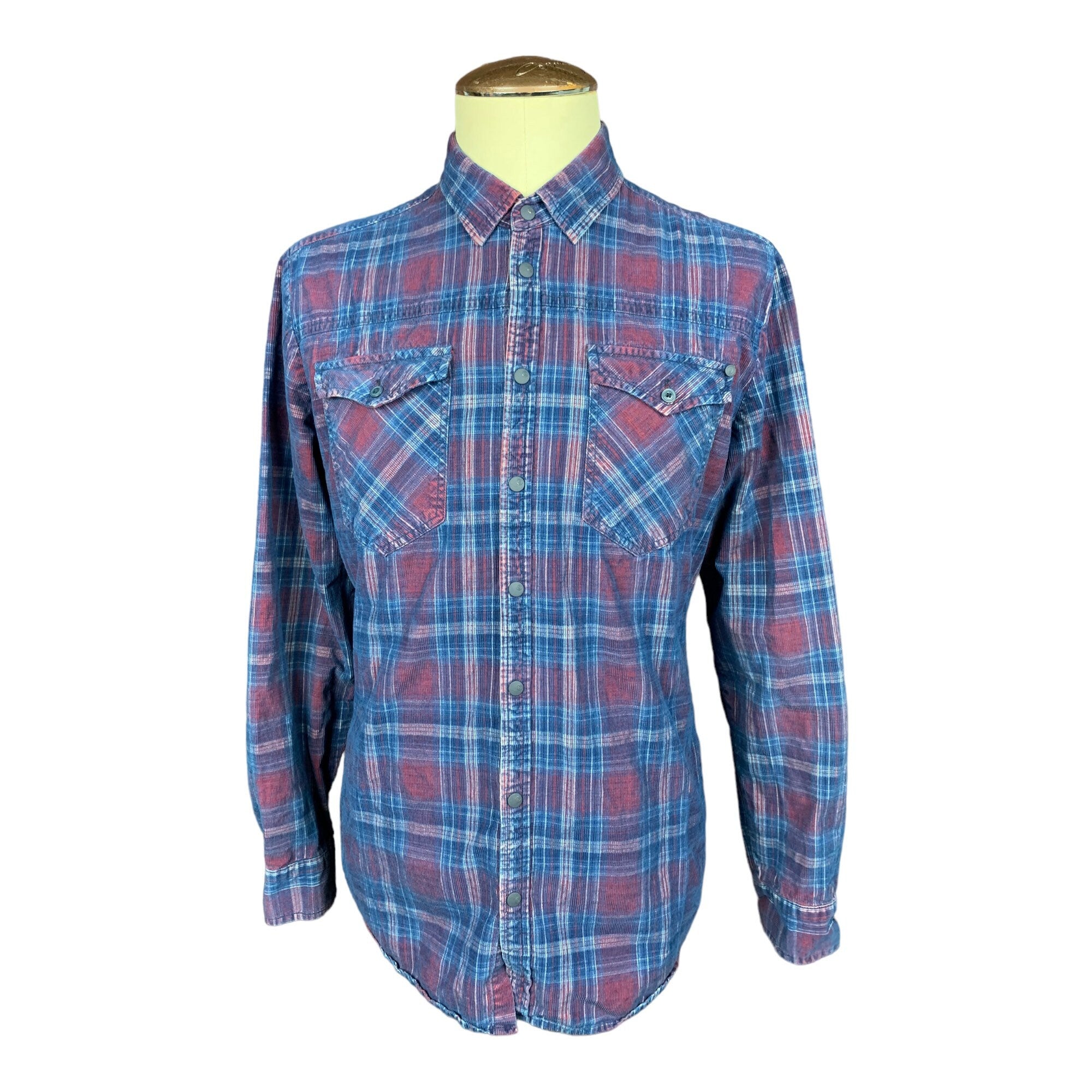 The Flatliners Plaid Corduroy Shirt Custom Rework XL