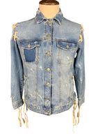 The Exorcist Torn and Tied Jean Jacket Custom Rework S
