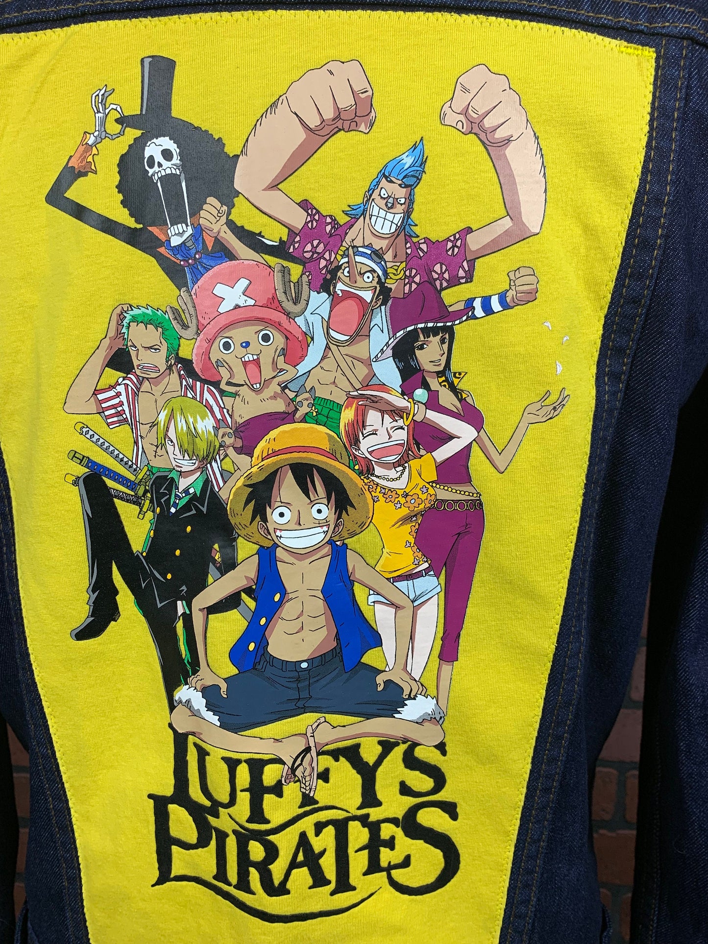 One Piece Jean Jacket Custom Rework L