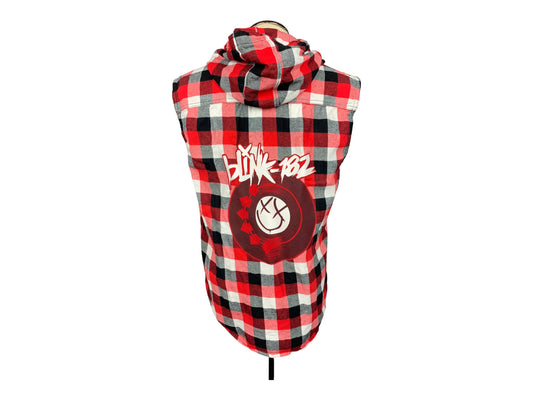 Blink 182 Hooded Cut Off Flannel Custom Rework XL