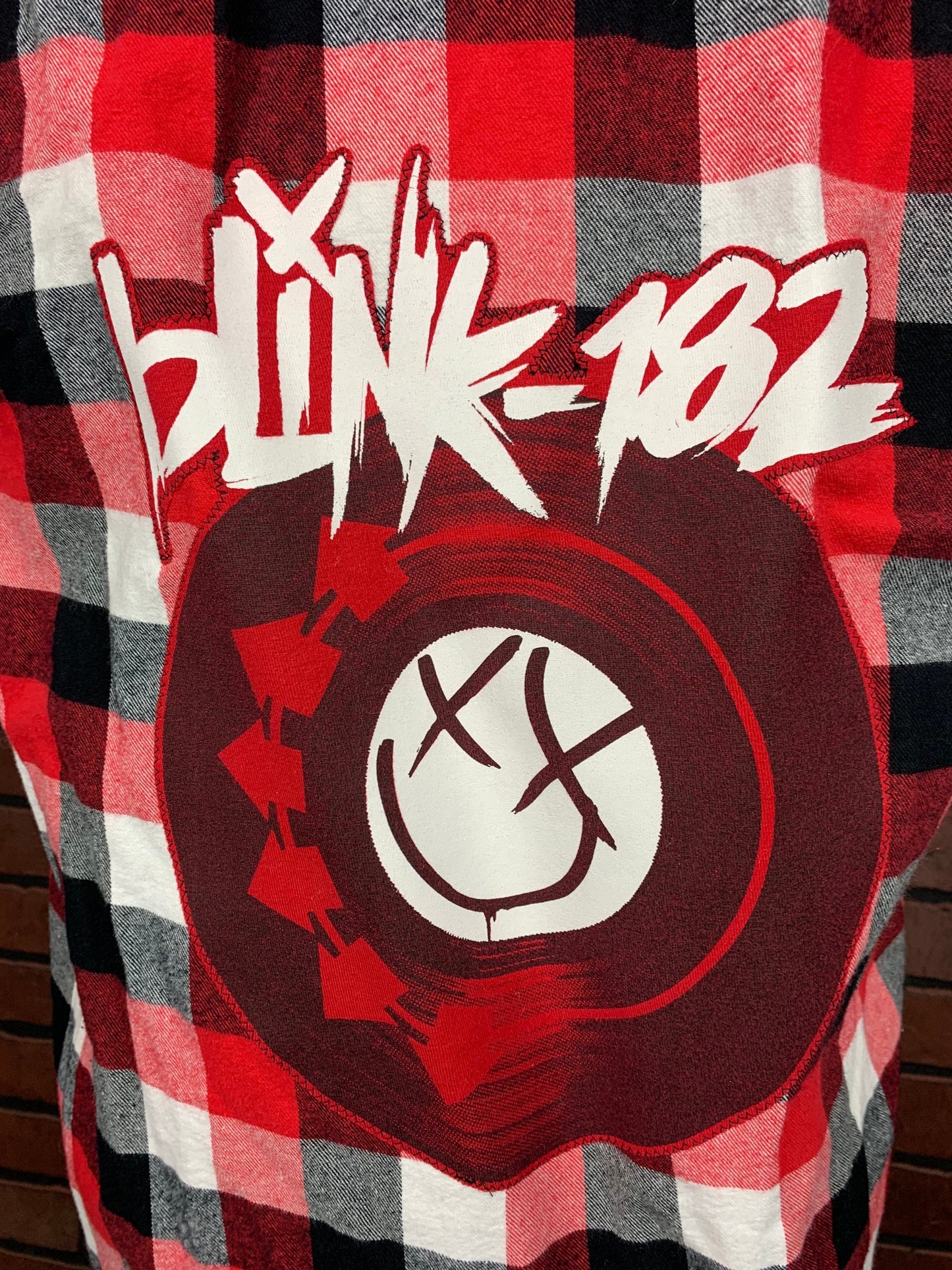 Blink 182 Hooded Cut Off Flannel Custom Rework XL