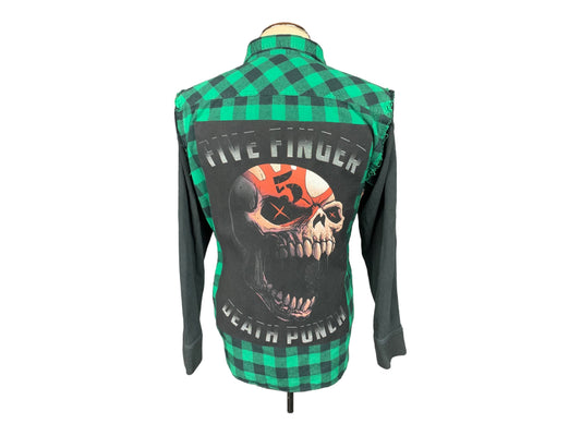 Five Finger Death Punch Flannel Custom Rework Shirt L