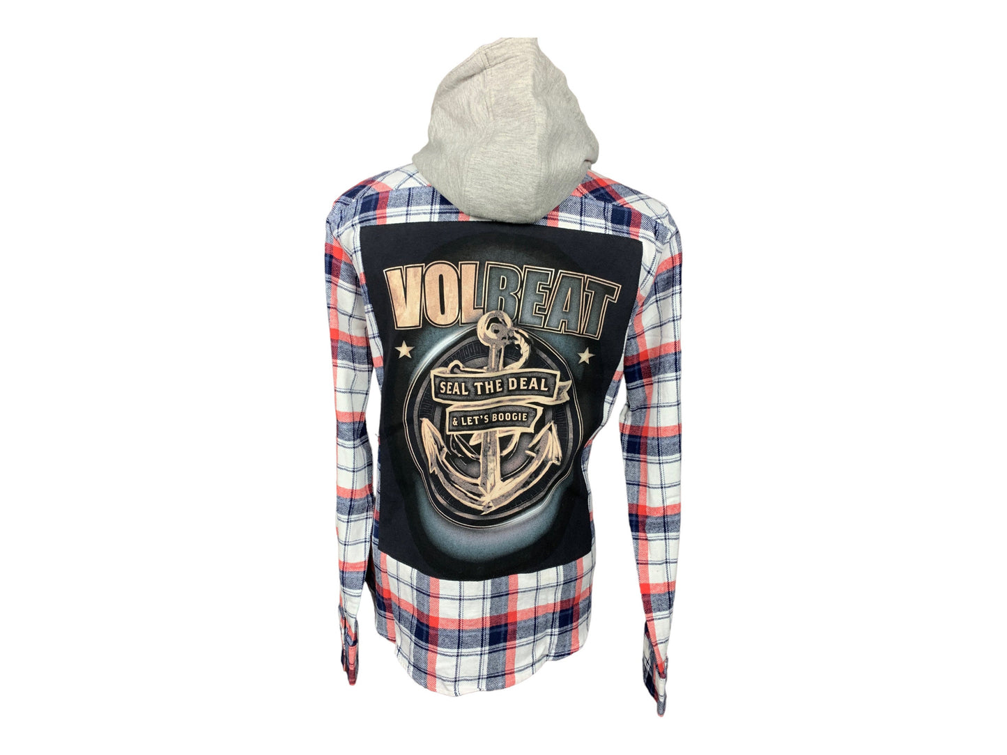 Volbeat Hooded Flannel Shirt Custom Rework L
